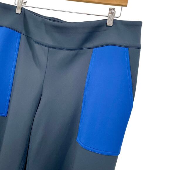 Tamara Malas Neoprene Lilia Pant Blue Black Wide Leg Women's Plus Size 14 - Picture 2 of 13